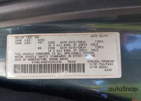 1997 Toyota Tacoma z USA, uszkodzony, nr VIN 4TANL42N2VZ281536